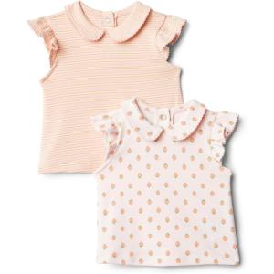 image:imageAmazon Essentials x Sofia Grainge Toddlers and Baby Girls Cotton Short Sleeve Blouses with Ruffles Pack of 2StrawberryStripe