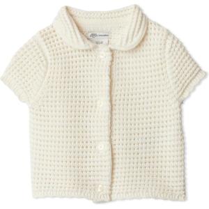 image:imageAmazon Essentials x Sofia Grainge Toddlers and Baby Girls Cotton Short Sleeve Button Front Sweater with Peter Pan CollarIvory