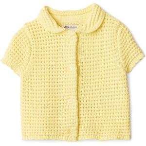 image:imageAmazon Essentials x Sofia Grainge Toddlers and Baby Girls Cotton Short Sleeve Button Front Sweater with Peter Pan CollarLight Yellow