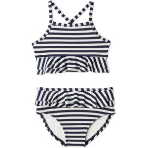 image:imageAmazon Essentials x Sofia Grainge Toddlers and Baby Girls TwoPiece Swimsuit with Crisscross StrapsIvory Navy Even Stripe
