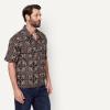 image:imageAmazon Essentials Mens RelaxedFit Short Sleeve Linen Blend ShirtDark Maroon Bandana Pattern