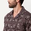 image:imageAmazon Essentials Mens RelaxedFit Short Sleeve Linen Blend ShirtDark Maroon Bandana Pattern