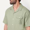 image:imageAmazon Essentials Mens RelaxedFit Short Sleeve Linen Blend ShirtDark Sage Green