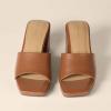 image:imageAmazon Essentials Womens Platform Block Heel Mule SandalsTan Faux Leather