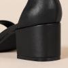 image:imageAmazon Essentials Womens Two Strap Ankle Strap Block Heel SandalBlack Faux Leather