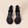 image:imageAmazon Essentials Womens Two Strap Ankle Strap Block Heel SandalBlack Faux Leather