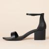 image:imageAmazon Essentials Womens Two Strap Ankle Strap Block Heel SandalBlack Faux Leather