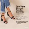 image:imageAmazon Essentials Womens Two Strap Ankle Strap Block Heel SandalRose Leopard