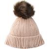 image:imageAmazon Essentials Womens Ribbed Beanie with Faux Fur Pom