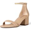 image:imageAmazon Essentials Womens Two Strap Ankle Strap Block Heel SandalBeige Faux Leather