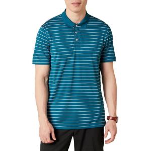 image:imageAmazon Essentials Mens Moisture Wicking Golf Polo Shirt Short Sleeve SlimFit QuickDryBlue White Mini Stripe