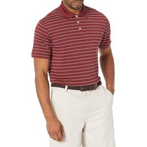 image:imageAmazon Essentials Mens Moisture Wicking Golf Polo Shirt Short Sleeve SlimFit QuickDryBurgundy Stripe