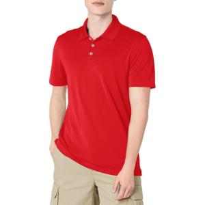 image:imageAmazon Essentials Mens Moisture Wicking Golf Polo Shirt Short Sleeve SlimFit QuickDryCherry Red