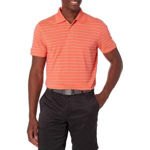 image:imageAmazon Essentials Mens Moisture Wicking Golf Polo Shirt Short Sleeve SlimFit QuickDryCoral Orange Stripe