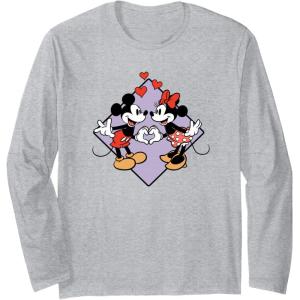 image:imageAmazon Essentials Mickey and Minnie Smiling in Love Valentines Day Long Sleeve TShirtHeather Grey