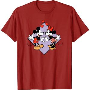 image:imageAmazon Essentials Mickey and Minnie Smiling in Love Valentines Day Short Sleeve TShirtCranberry Red