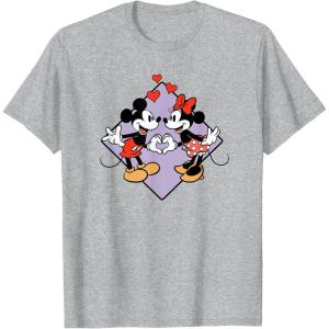 image:imageAmazon Essentials Mickey and Minnie Smiling in Love Valentines Day Short Sleeve TShirtHeather Grey