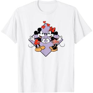 image:imageAmazon Essentials Mickey and Minnie Smiling in Love Valentines Day Short Sleeve TShirtWhite