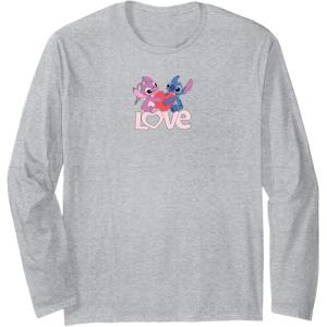 image:imageAmazon Essentials Stitch and Angel Love Valentines Day Long Sleeve TShirtHeather Grey