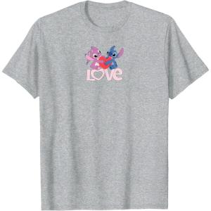 image:imageAmazon Essentials Stitch and Angel Love Valentines Day TShirtHeather Grey