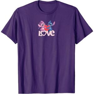 image:imageAmazon Essentials Stitch and Angel Love Valentines Day TShirtPurple