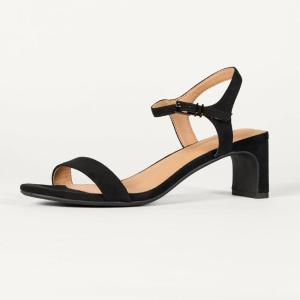 image:imageAmazon Essentials Womens Ankle Strap Low Heel SandalsBlack Faux Suede