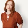 image:imageAmazon Essentials Womens Cotton Sateen RelaxedFit Peplum BlouseBrick Red