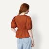 image:imageAmazon Essentials Womens Cotton Sateen RelaxedFit Peplum BlouseBrick Red
