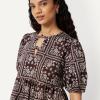 image:imageAmazon Essentials Womens Cotton Sateen RelaxedFit Peplum BlouseDark Maroon Bandana Pattern