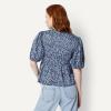 image:imageAmazon Essentials Womens Cotton Sateen RelaxedFit Peplum BlouseNavy Powder Blue Leafy Ditsy