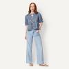 image:imageAmazon Essentials Womens Cotton Sateen RelaxedFit Peplum BlouseNavy Powder Blue Leafy Ditsy