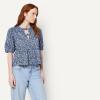 image:imageAmazon Essentials Womens Cotton Sateen RelaxedFit Peplum BlouseNavy Powder Blue Leafy Ditsy