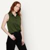image:imageAmazon Essentials Womens RegularFit Sleeveless ButtonDown BlouseDark Green
