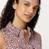 image:imageAmazon Essentials Womens RegularFit Sleeveless ButtonDown BlouseIvory Burgundy Abstract Animal