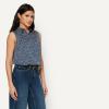 image:imageAmazon Essentials Womens RegularFit Sleeveless ButtonDown BlouseNavy Simple Ditsy