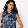 image:imageAmazon Essentials Womens RegularFit Sleeveless ButtonDown BlouseNavy Simple Ditsy