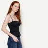 image:imageAmazon Essentials Womens RegularFit Smocked Cotton Stretch Poplin TankBlack
