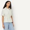 image:imageAmazon Essentials Womens RelaxedFit Linen Blend Wide Sleeve Shirt with Adjustable Waist BlackLight Beige