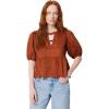 image:imageAmazon Essentials Womens Cotton Sateen RelaxedFit Peplum BlouseBrick Red