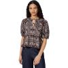 image:imageAmazon Essentials Womens Cotton Sateen RelaxedFit Peplum BlouseDark Maroon Bandana Pattern