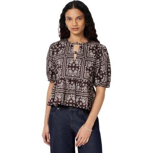 image:imageAmazon Essentials Womens Cotton Sateen RelaxedFit Peplum BlouseDark Maroon Bandana Pattern