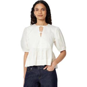 image:imageAmazon Essentials Womens Cotton Sateen RelaxedFit Peplum BlouseWhite