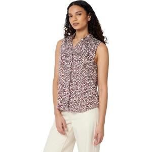image:imageAmazon Essentials Womens RegularFit Sleeveless ButtonDown BlouseIvory Burgundy Abstract Animal