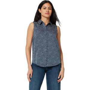 image:imageAmazon Essentials Womens RegularFit Sleeveless ButtonDown BlouseNavy Simple Ditsy