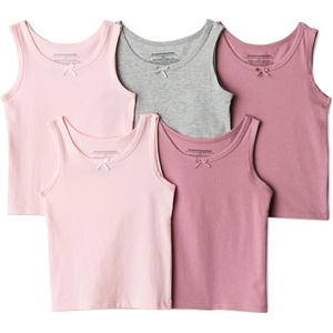 image:imageAmazon Essentials Girls Cotton Jersey Tank Top Undershirt Pack of 5Mauve  Pale Pink  Heather Grey