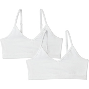 image:imageAmazon Essentials Girls Cotton Jersey Vneck Training Bralettes Pack of 2White