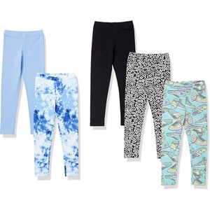 image:imageAmazon Essentials Girls and Toddlers Cotton Stretch LeggingsAqua BlueBlackBlueHeartsTie Dye
