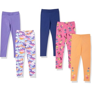 image:imageAmazon Essentials Girls and Toddlers Cotton Stretch LeggingsBlueCamoPurpleSkaterStars