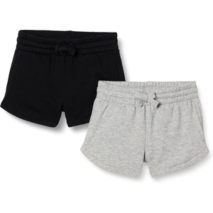 image:imageAmazon Essentials Girls and Toddlers French Terry SweatShortsBlackLight Grey Heather