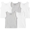 image:imageAmazon Essentials Boys Cotton Jersey Tank Top Undershirt Pack of 5Light Grey Heather  White